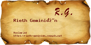 Rieth Geminián névjegykártya